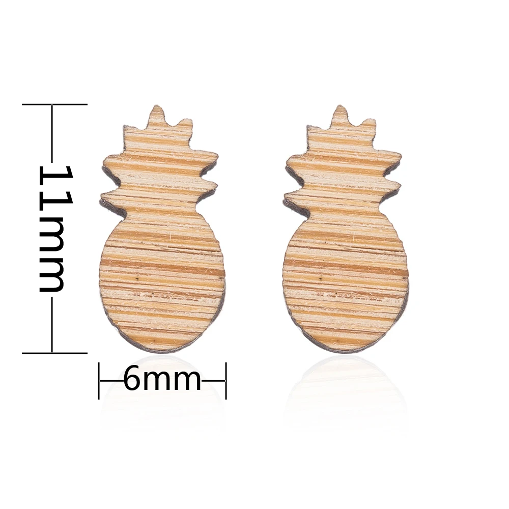 Женские серьги-гвоздики с ананасом FENGLI деревянные минималистичные Изящные