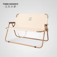 outdoor folding double seat chair portable ultralight wooden relax camping picnic chairs 2 person garden nap chair