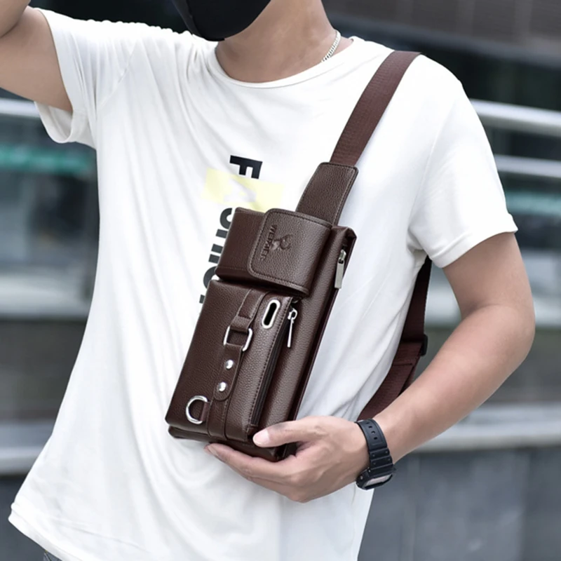 

Casual PU Leather Waist Packs Men Waist Bags Fanny Pack Belt Bag Phone Bags Travel Waist Pack Male Small Chest Bags