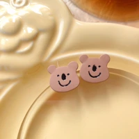 brown smiling bear earrings cute animal fun fashion jewellery earrings ladies trend 2021 new ear studs