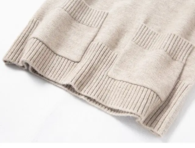 

Winter Autumn and New Pocket V-neck Knitted Vest Fashion All-match Casual