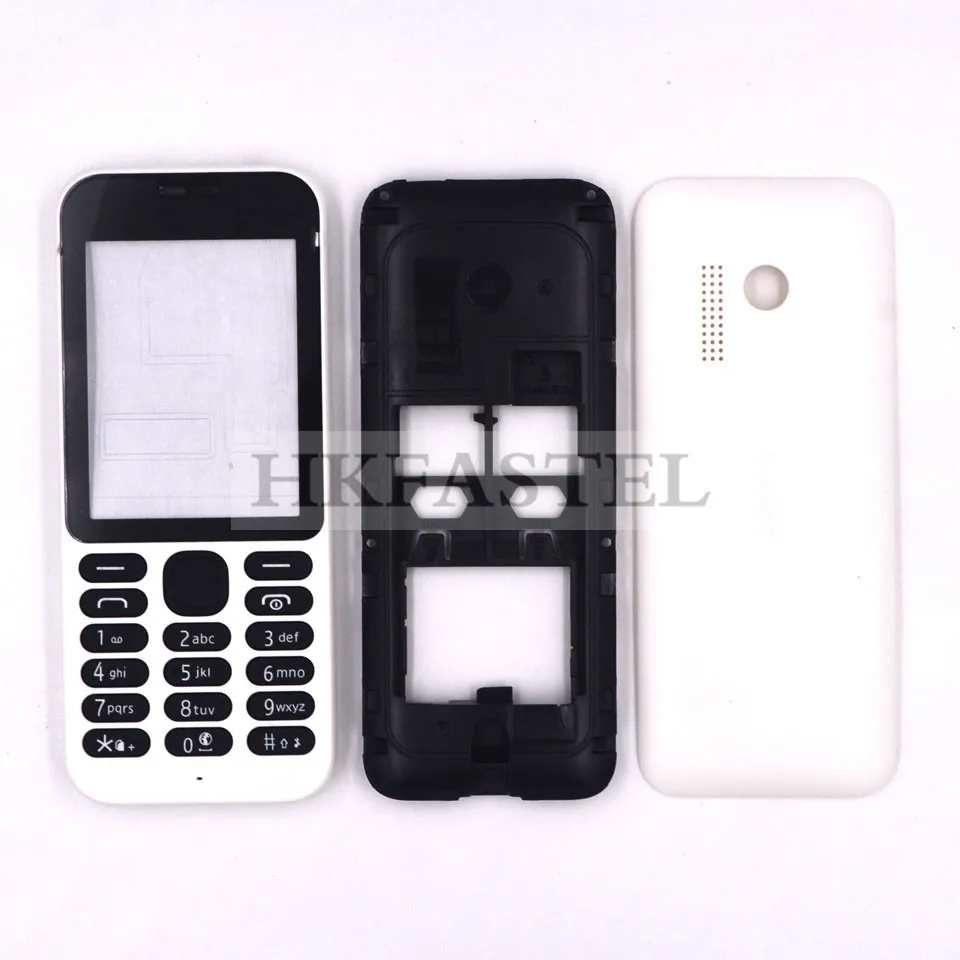 White Full housing HKFASTEL высококачественный корпус клавиатуры для Nokia 215 Dual SIM Полный Мобильный телефон чехол с клавиатурой - Цвет: White Full housing