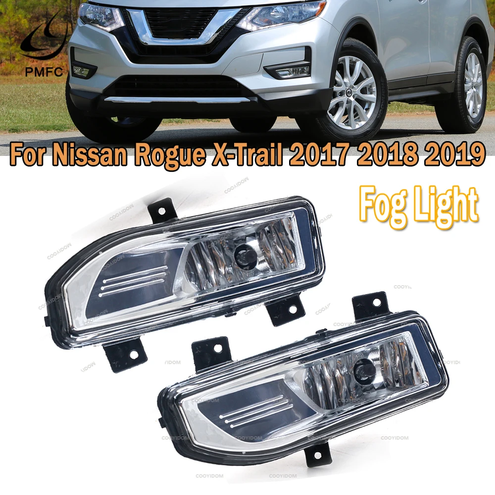 PMFC for Nissan x trail t32 2017-2019 LED Fog Light Rogue X-Trail Foglights Bracket Harness Cover Grill Bezel Headlight Covers