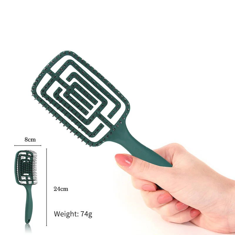 

1 Set Hair Scalp Massage Comb Hairbrush Hollow Labyrinth Women Wet Curly Detangle Hair Brush for Salon Hairdressing Styling Tool