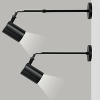 modern extendable telescopic led wall lamp aluminium sconces white black long arm wall spot light for exhibition photo light