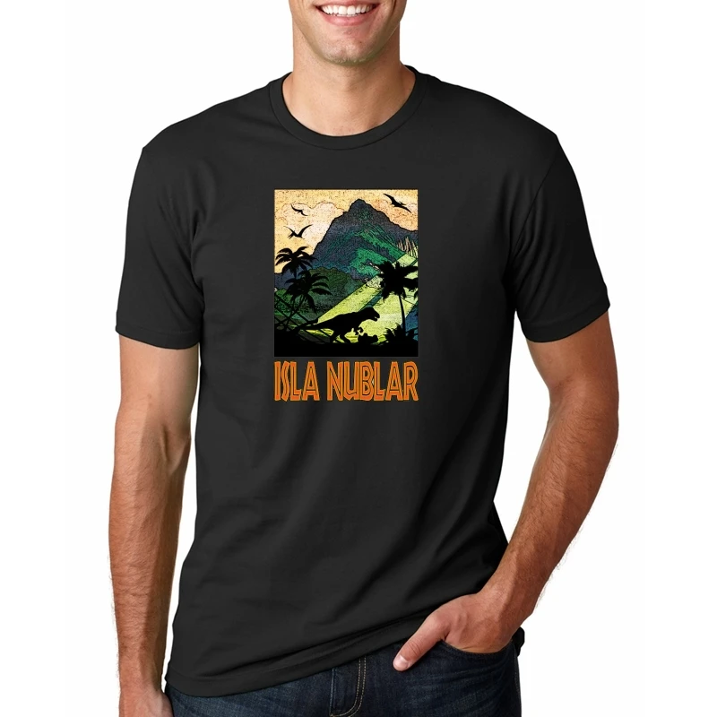 Isla Nublar 1993 футболка Парк Юрского периода Мужская черные топы хлопковая одежда