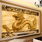 3D стереоскопический рельефный золотой китайский дракон фотообои для отеля ресторана гостиной обои домашний декор
