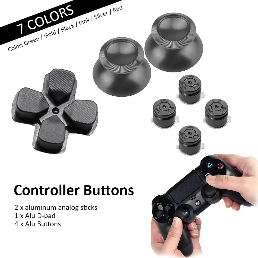 7PCS Controller Metal Buttons Set Mushroom Head + Cross Key+Function Key ABXY Button Spare Parts Accessories For PS4 | Электроника
