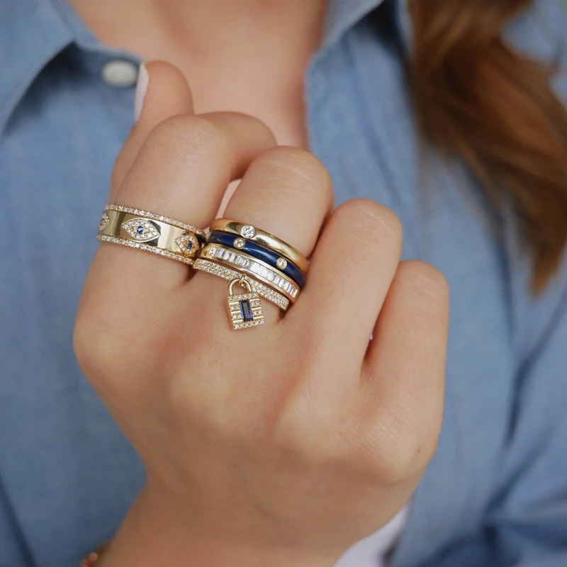 Новые роскошные женские кольца на палец золотого цвета с синим глазом и