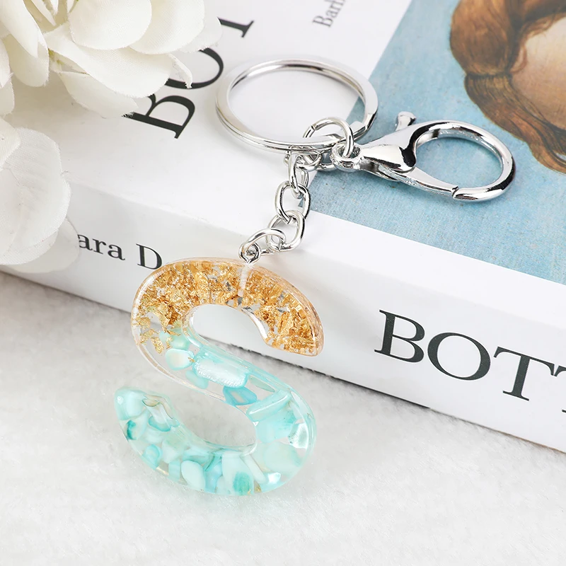 1 шт. брелок с голубым алфавитом английскими буквами блестящий градиентный