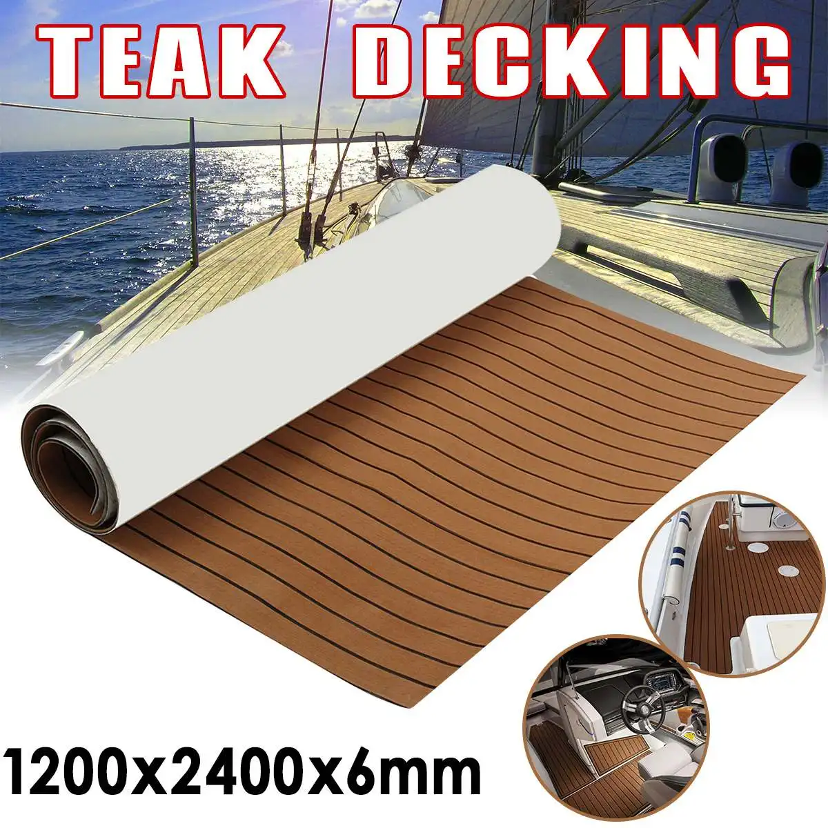 

2400x1200x6mm EVA Foam Faux Teak Decking Sheet Marine Boat Flooring Pad Self Adhesive Non-slip Yacht Flooring Pad RV Floor Mat