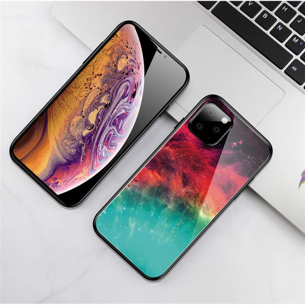 Чехол из закаленного стекла для телефона нового IPhone 11 Pro Coque X XS Max XR глянцевый