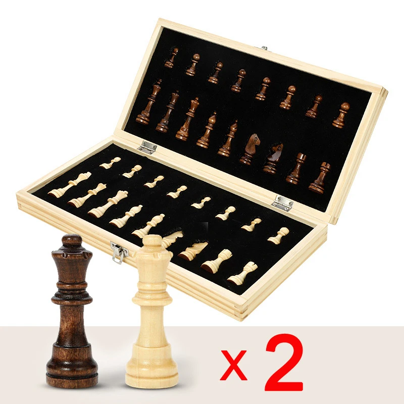 

High quality Wooden Magnetic Exquisite Chess Set Travel Chess Game Wooden Chessman Foldable Chessboard Child Gift Toy Board Game