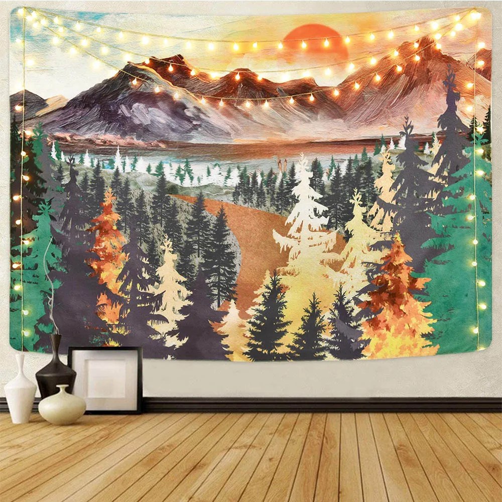 

SepYue Mountain Tapestry Wall Hanging Tapestry Wall for Home Room Trippy Dorm Decor Blanket Abstract Landscape Forest Hippie