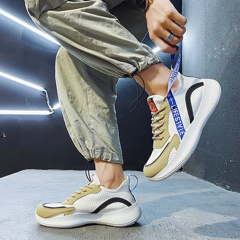 

Men's Shoes Casual Shoes Lace-up Lightweight Breathable Zapatillas Hombre 2020 Newest Mesh Men Comfortable Patcahwork Sneakers