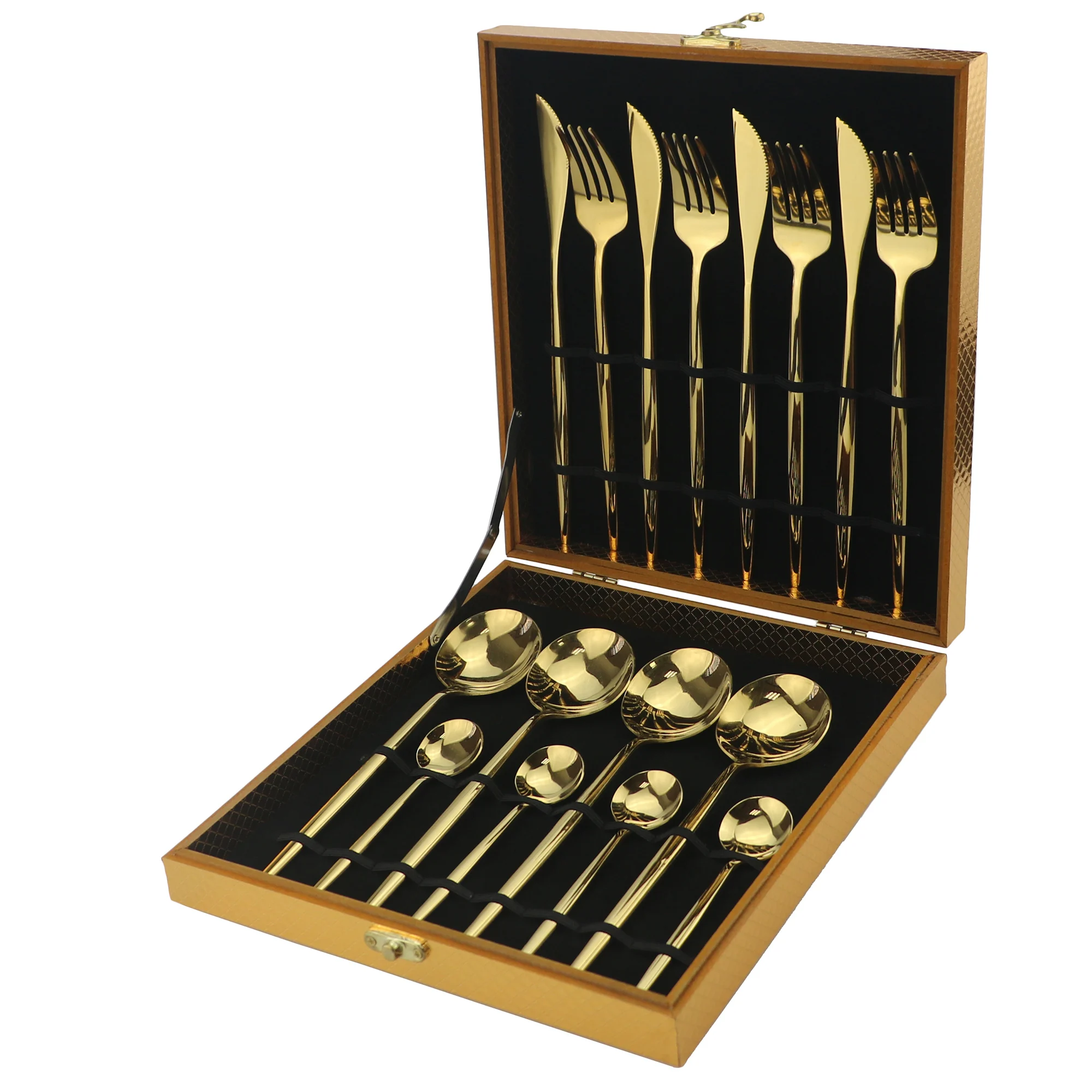 16pcs Colorful Luxury Rainbow Dinnerware Set Knife Fork Spoon Gold Cutlery 304 Stainless Steel Tableware With Gift Box | Дом и сад