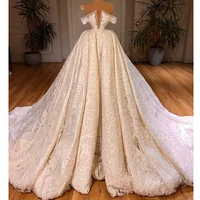 luxury ruffled wedding dresses for women a line lace applique v neck vestidos de novia sweep train arabic bridal gowns