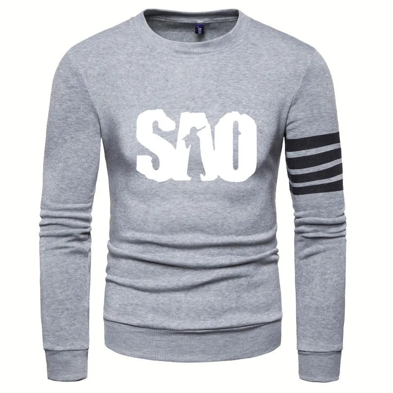 Свитшот мужской с принтом Сан-меч Повседневный хлопковый пуловер прострочкой