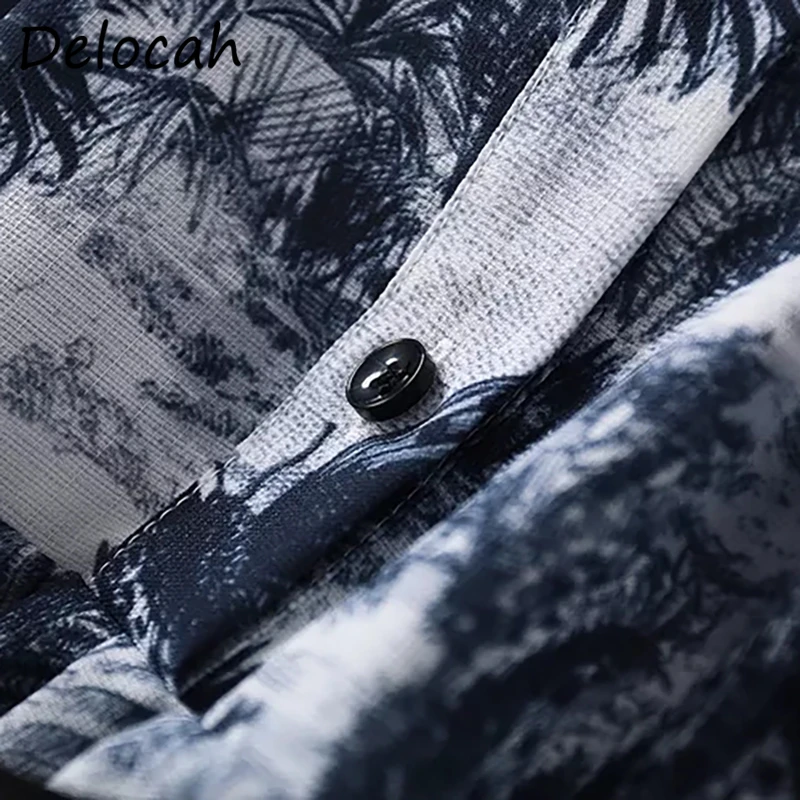 

Delocah New 2021 Women Summer Fashion RunwayParty A-Line Dress Short Sleeve Sashes Shirts Style Vintage Printed Ladies Dresses