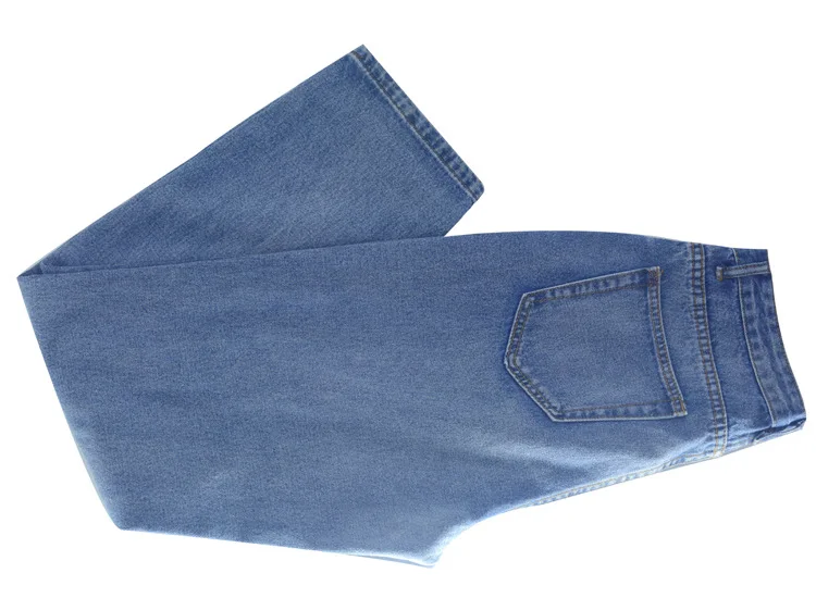 

Spring knee-hole jeans women loose straight leg pants fashion trousers plus size