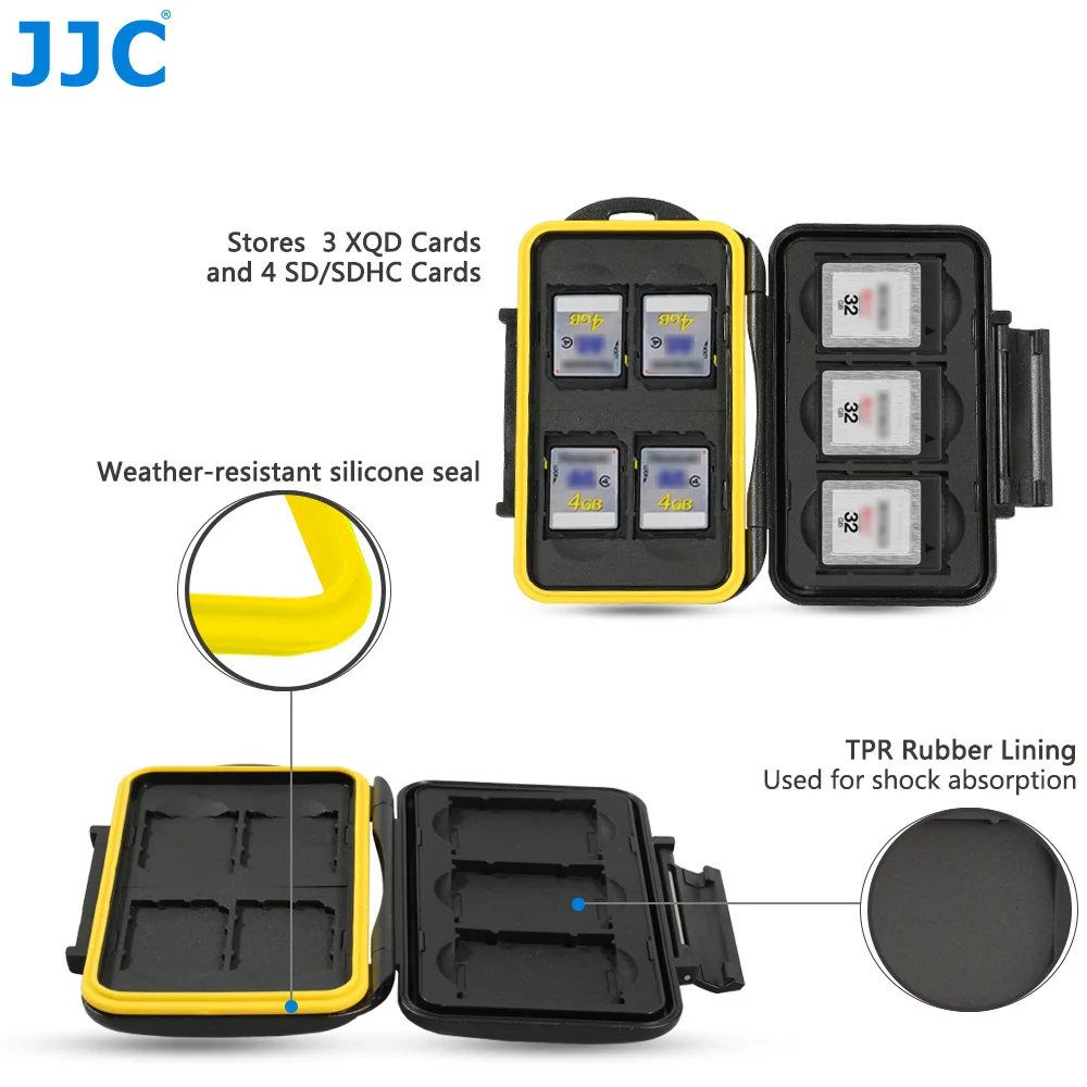 JJC 7 слотов для 3 XQD Чехол карт держатель + 4 SD SDXC SDHC коробка хранения