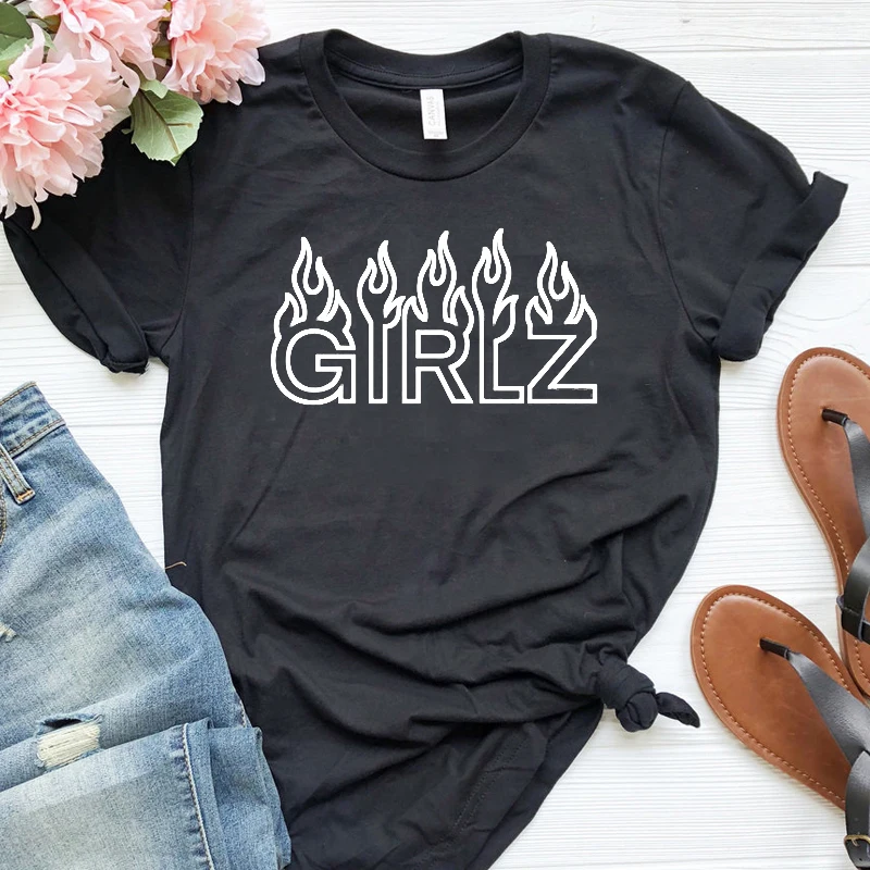 Женская футболка с графическим принтом Girlz Стильная хлопковая Футболка