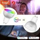 Умный светодиодный ночсветильник Tuya Zigbee, лампа 5 Вт GU10 RGBCW Smartthings, работает с Alexa Google Home