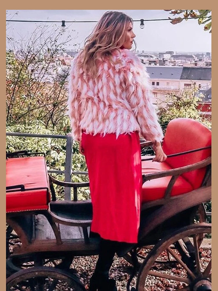 Sheinside элегантное женское пальто из искусственного меха с цветными блоками Новинка осень зима рабочая одежда Повседневная Офисная Женская верхняя одежда