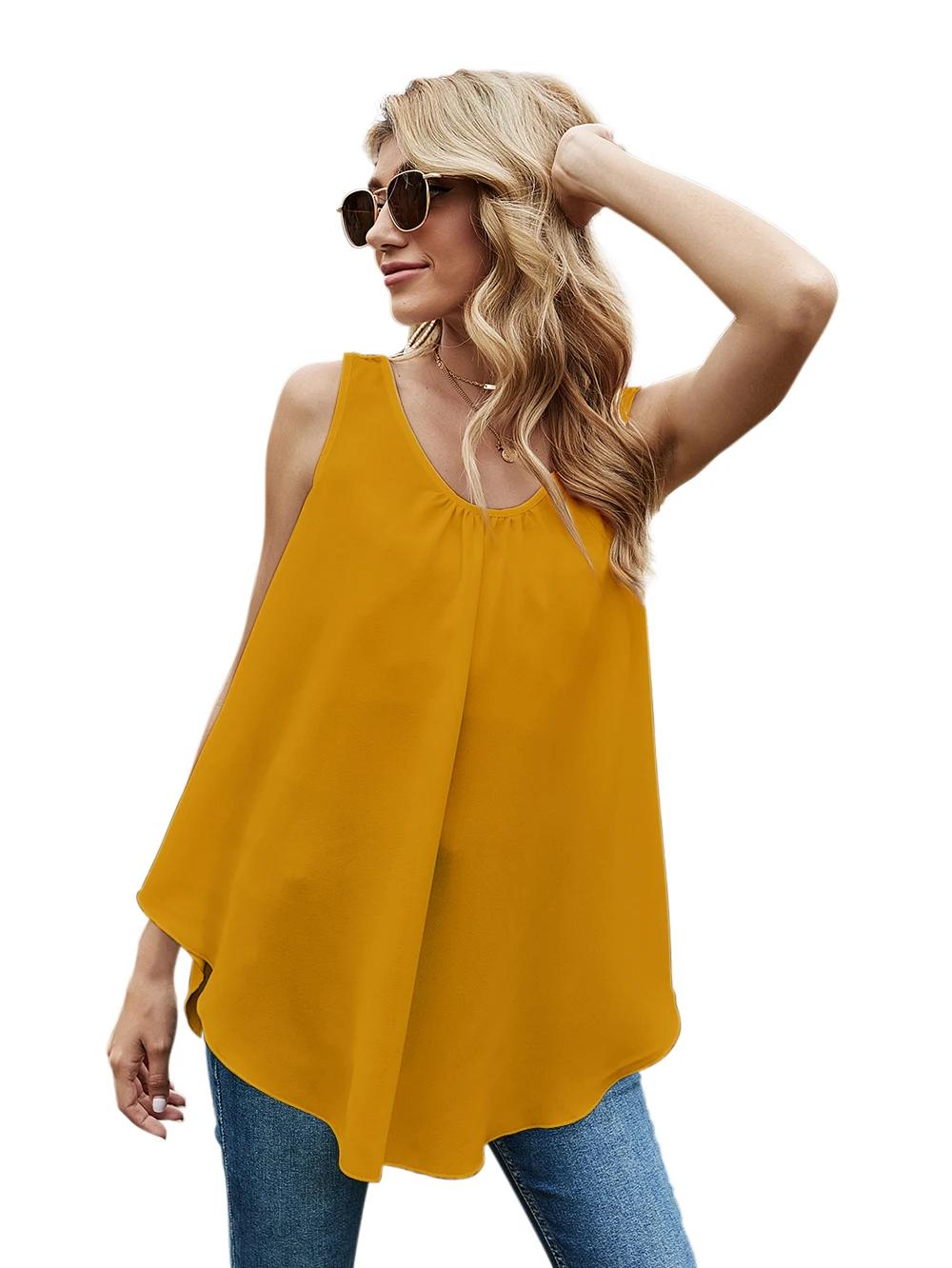 

Women's Summer Loose Suspender Vest with Cut-Out Lace at Back