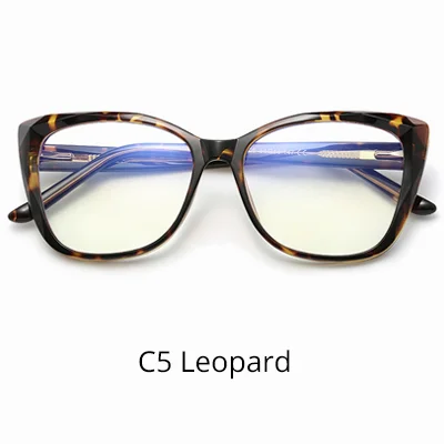 C5 Leopard Ralferty, женские прозрачные очки, оправа, синий светильник, женские очки, кошачий глаз, оптические оправы W2001 - Цвет оправы: C5 Leopard