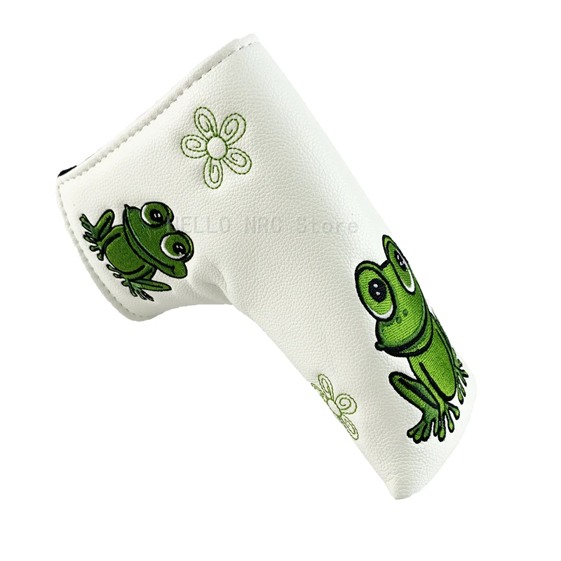 

Golf Blade Putter Cover Headcover 1Pcs Frog Prince Embroidery Velcro Closure white