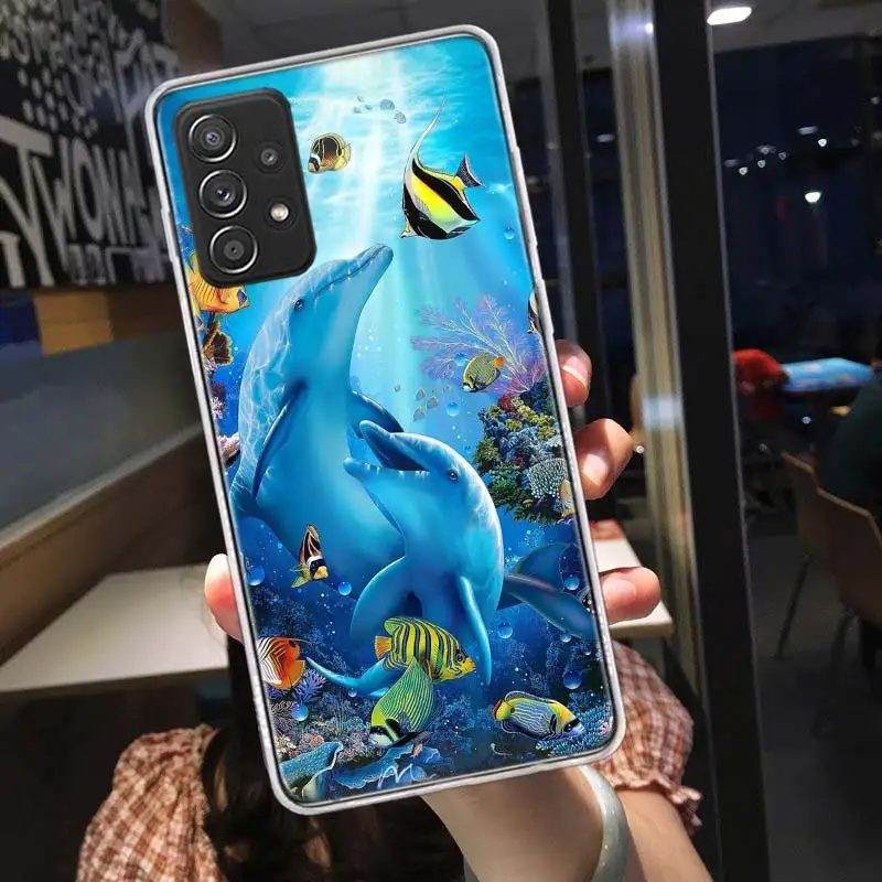 Deep sea turtle dolphin landscape Phone Case For Galaxy A71 A51 A41 A31 A21S A11 A01 A70 A50 A40 A30 A20E A10 Samsung A9 A8 A7 A images - 6