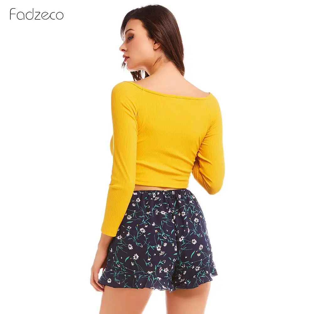 Женская Асимметричная футболка + брюки костюмы однотонные топы короткие с