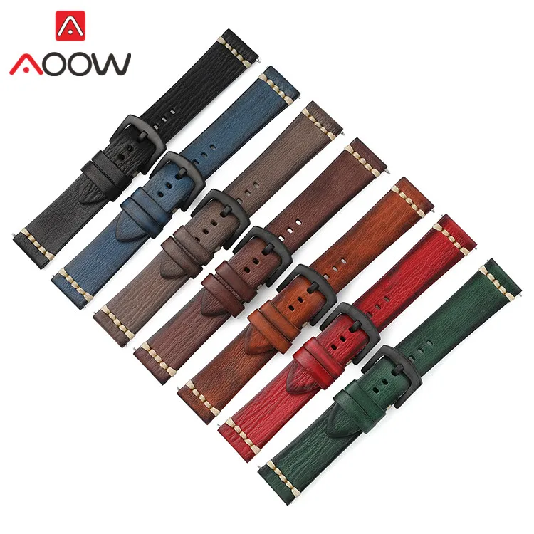 Italian Vegetable Tanning Genuine Leather Strap 18/20/22/24mm Retro Men Replacement Wrist Band Quick Release Watch Accessories