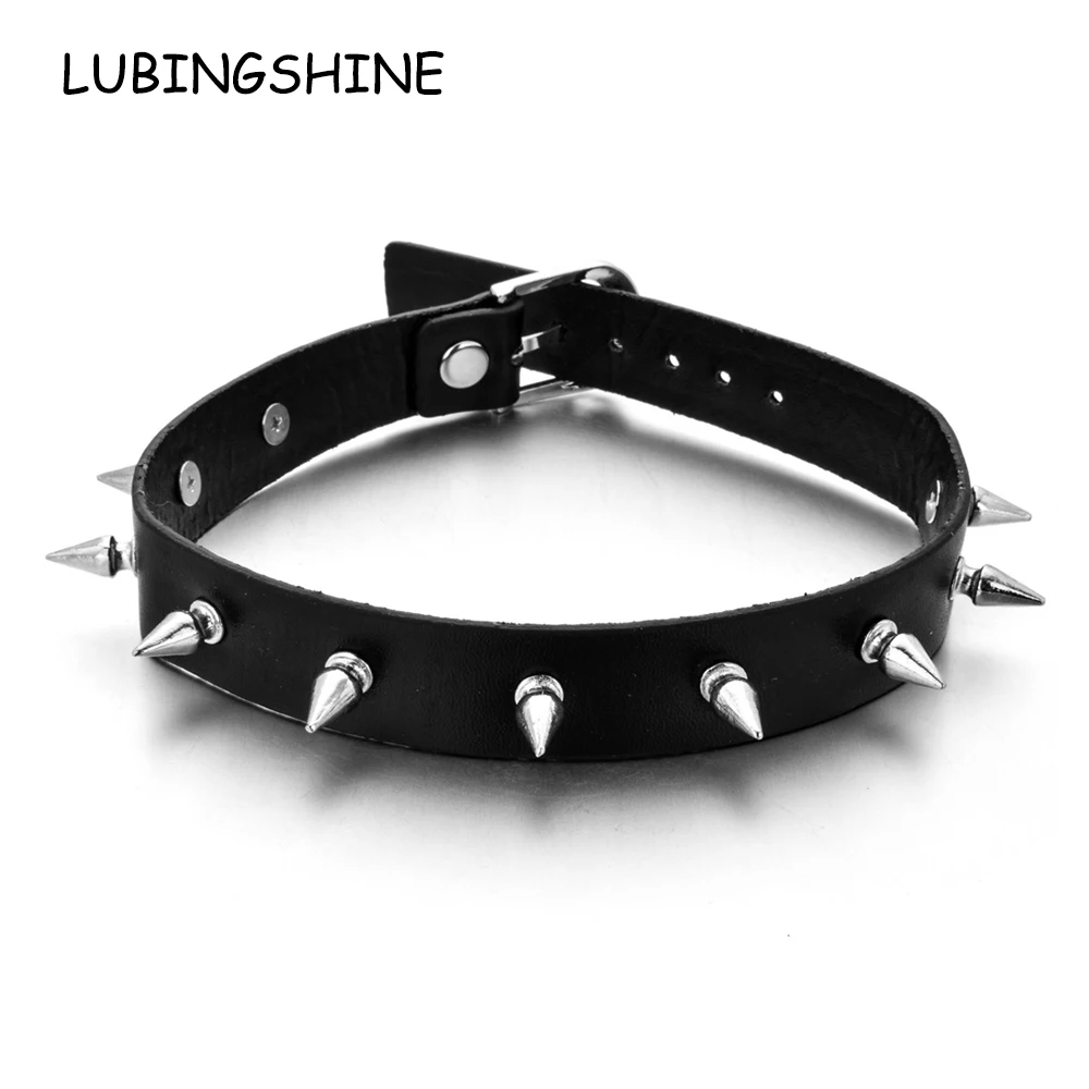 Винтажный кожаный ошейник в стиле панк для женщин и девушек с шипами готический