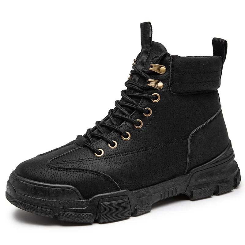

New Fashion Concise Style Men's Boots Round Toe Low Heel High-quality Martin Boots with Platform Wear-resisting Non-slip