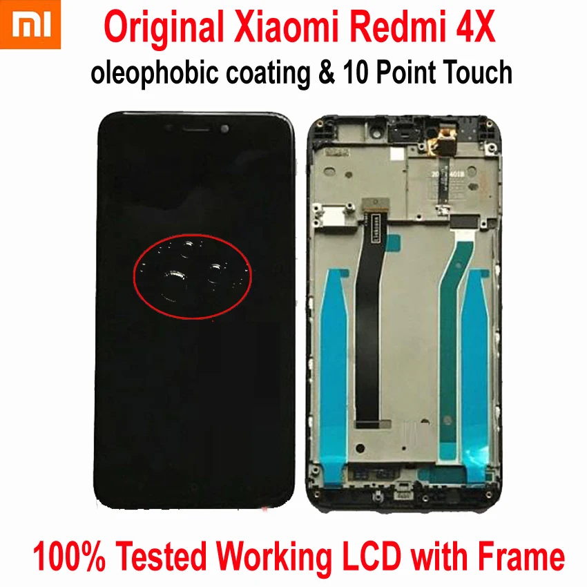 100% Оригинальный ЖК-дисплей Xiaomi Redmi 4X IPS 10 сенсорных экранов дигитайзер в сборе с