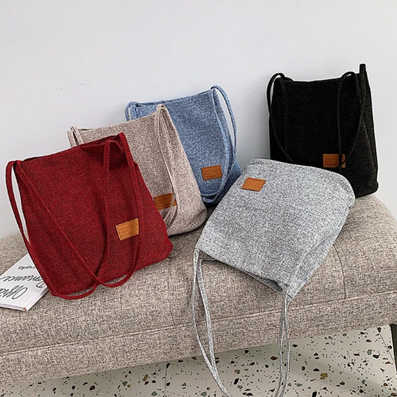 

Fashion Linen Bag Minimalist Large Capacity Shoulder Bag Messenger Bag Shopping Bag