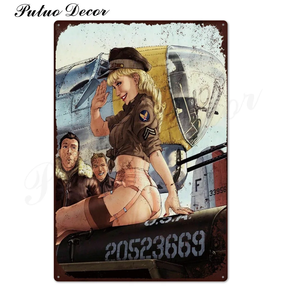 TH3455 Pin Up Girl Оловянная табличка металлическая винтажная Сексуальная металлическая вывеска Настенный декор для бара паба клуба человек пещера значки в стиле ретро металлическая живопись - Цвет: TH3455