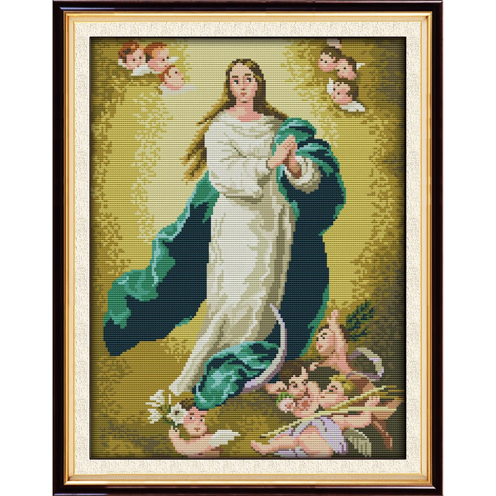 

Everlasting Love Virgin Mary Chinese Cross Stitch Kits Ecological Cotton Stamped Printed 14 11CT DIY Wedding Decoration For Home