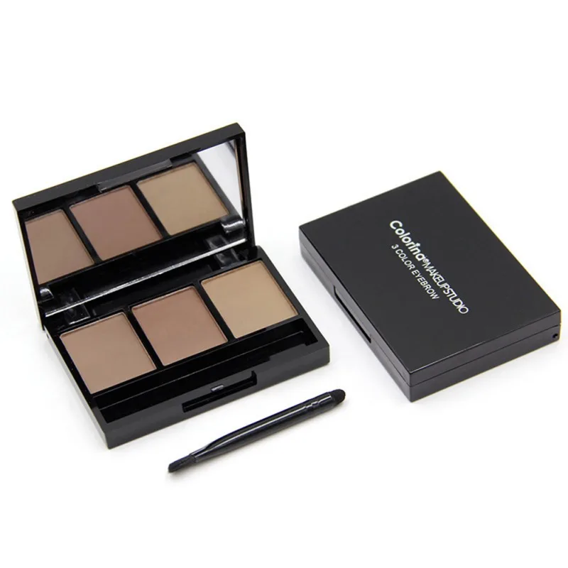 Пудра для бровей 3 цвета палитра водонепроницаемые тени век Косметика макияжа