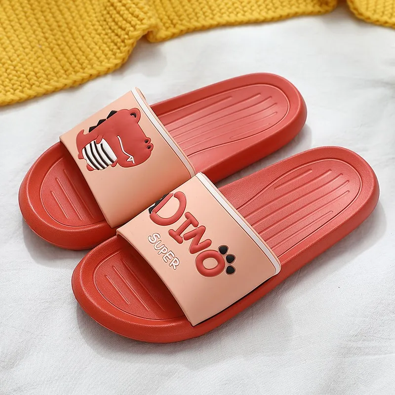 

Summer Beach Slides Women Men Slippers Sandals Flip Flops Candy Cartoon Dinosaur Light Weight Thick Soled Couples Bathroom Shoes