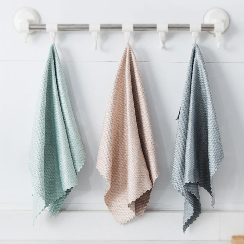 

Hot Sale Micro Fiber Anti-Grease Dish Cloth Washing Towel Kitchen Household Scouring Pad Cleaning Rag Accessories For Home