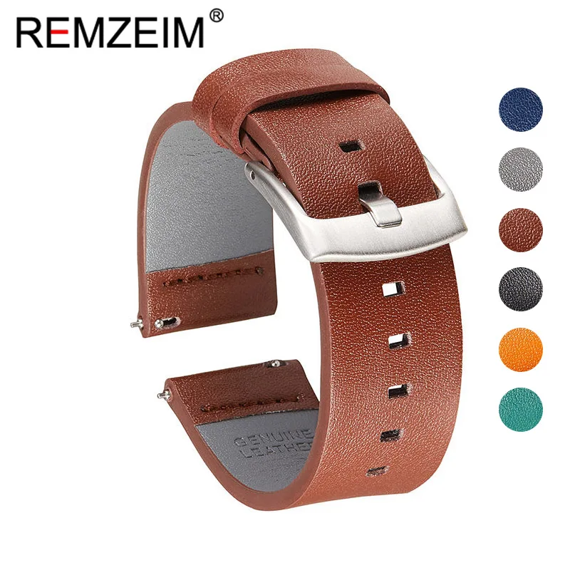 

REMZEIM Genuine Leather Strap For Samsung Galaxy Watch 46mm Gear S3 Frontier Classic Quick Release Watchband 18 20 22 24MM