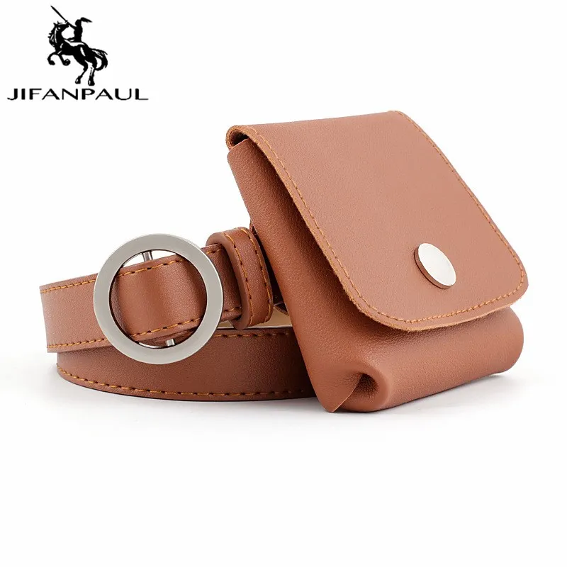 

JIFANPAUL women Genuine leather belts for women Quality cow skin strap female girdle for jeans Fashion Round Ring buckle belt