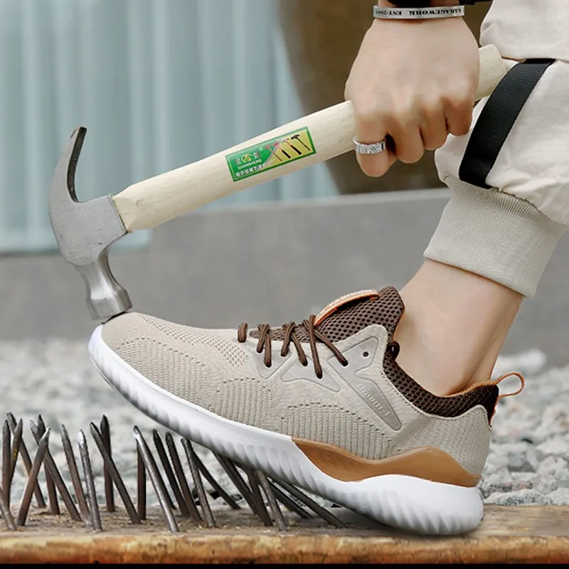 Мужские рабочие кроссовки летние дышащие со стальным носком Нескользящие размер