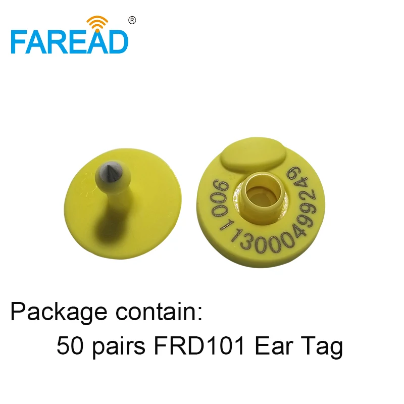 FRD101 50 pairs Прочный пассивный TPU 134,2 кГц FDX-B RFID EID Ушная бирка для свиней, коз, овец, коз, корова, животные, серьги, идентификация скота - Цвет: FRD101 50 pairs