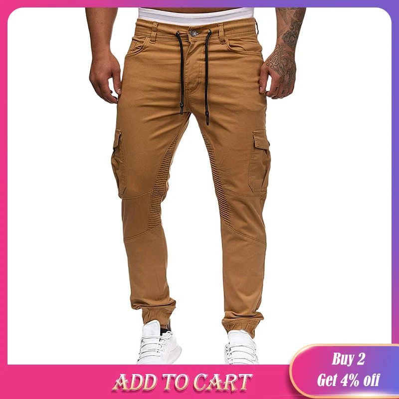 2019 Модные мужские тонкие однотонные повседневные спортивные тканые брюки с