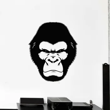 Gorilla Vinyl Wall Decal Monkey Head Window Sticker Animal Jungle Zoo Teen Room Stickers Art Mural Home Bedroom Decor M115