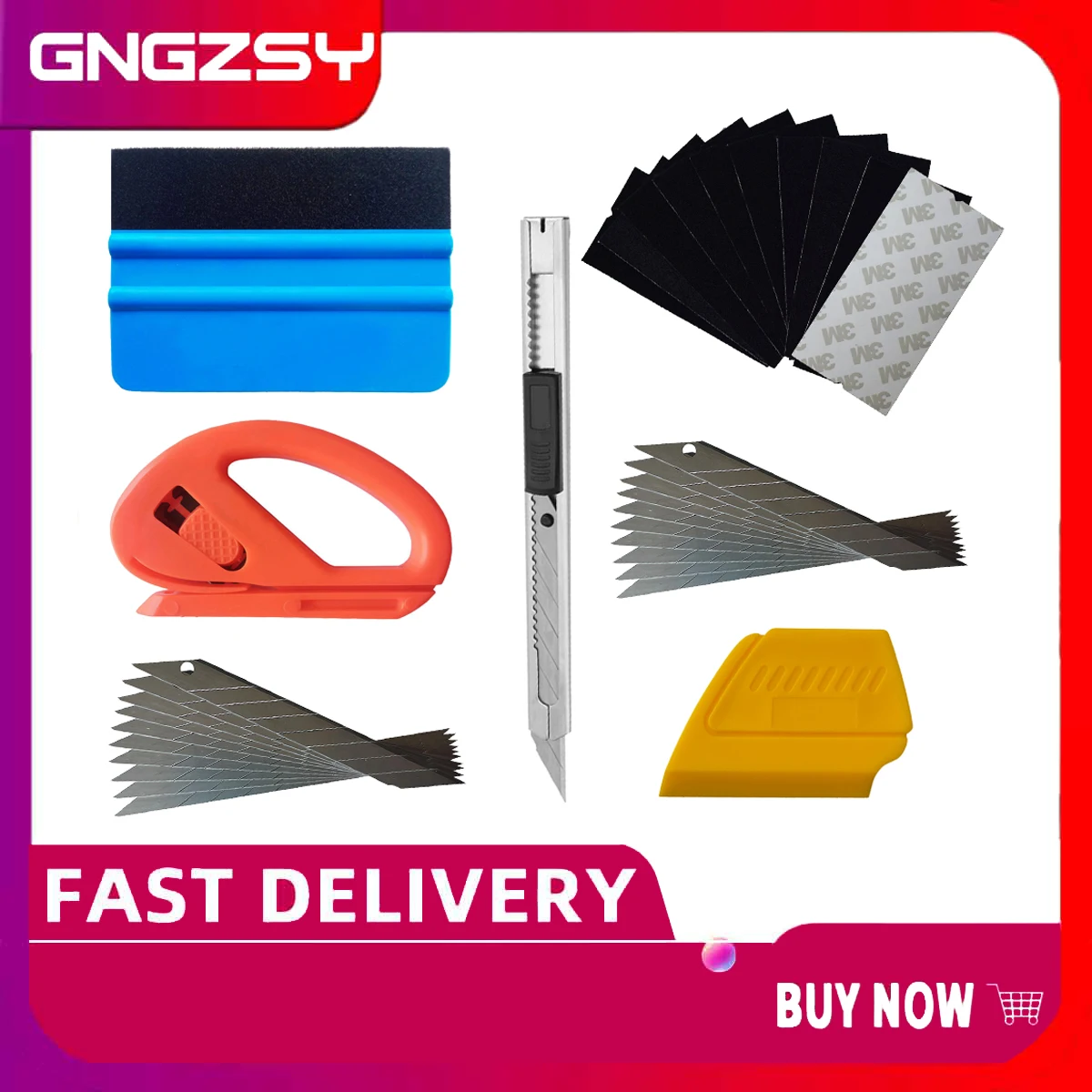 

Инструмент для автомобильной пленки, виниловый синий пластиковый скребок, Экстра войлочный нож для художественной резки, острый Ракель, на...